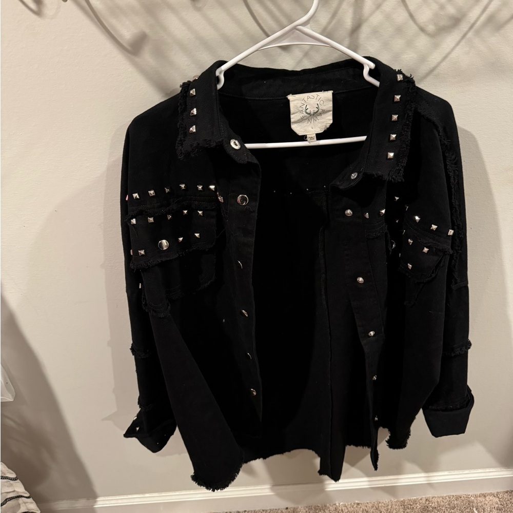 Black studded jean jacket